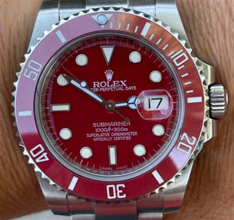 big red rolex dial|Rolex submariner red price.